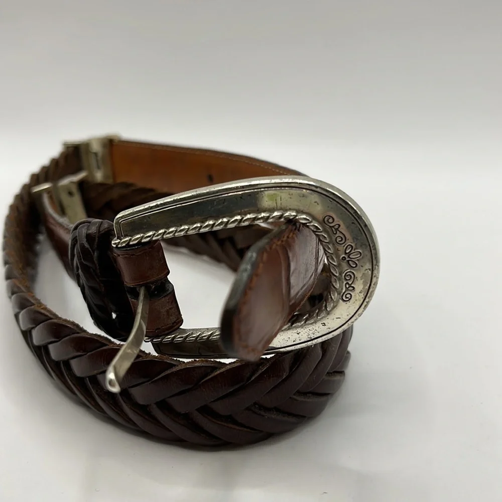 Vintage Brighton Two Tone Brown Leather and Leather Braid Size M 30